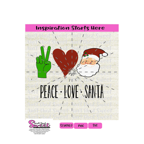 Peace Love Santa -Transparent PNG, SVG  - Silhouette, Cricut, Scan N Cut