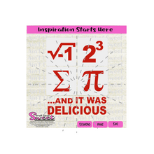 Pi Day With Symbols: Division, 2 to the 3rd power, Greek Sigma, Pi -It Was Delicious - Transparent PNG, SVG, Silhouette, Cricut, Scan N Cut