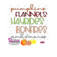 Pumpkins Flannels Hayrides Bonfires and S'mores- Transparent PNG, SVG  - Silhouette, Cricut, Scan N Cut