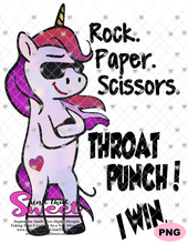 Rock Paper Scissors Throat Punch I Win Unicorn - Transparent PNG, SVG - Silhouette, Cricut, Scan N Cut