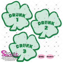 Shamrocks With Drunk 1 Drunk 2 Drunk 3 - Transparent PNG, SVG - Silhouette, Cricut, Scan N Cut