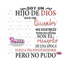 Soy Un Hijo De Dios Naci En-Diciembre-Spanish-Offset- Transparent PNG, SVG - Silhouette, Cricut, Scan N Cut
