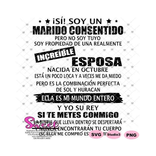 Si Soy Un Marido Consentido Increible Esposa-Octubre-Spanish - Transparent PNG, SVG - Silhouette, Cricut, Scan N Cut