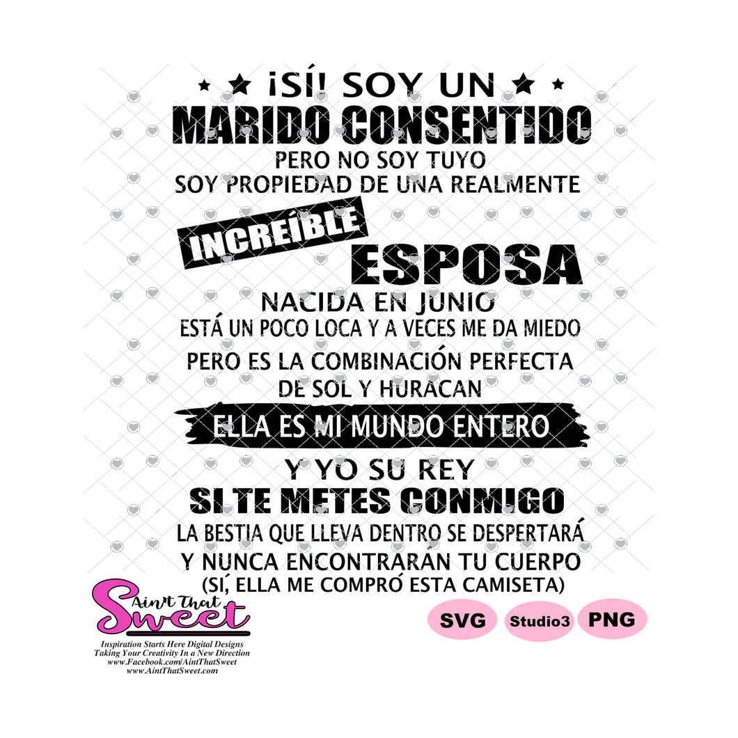 Si Soy Un Marido Consentido Esposa-Junio-Spanish - Transparent PNG, SVG - Silhouette, Cricut, Scan N Cut