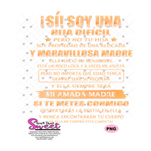 Si Soy Una Hija Dificil -Noviembre -Spanish - Transparent PNG, SVG - Silhouette, Cricut, Scan N Cut