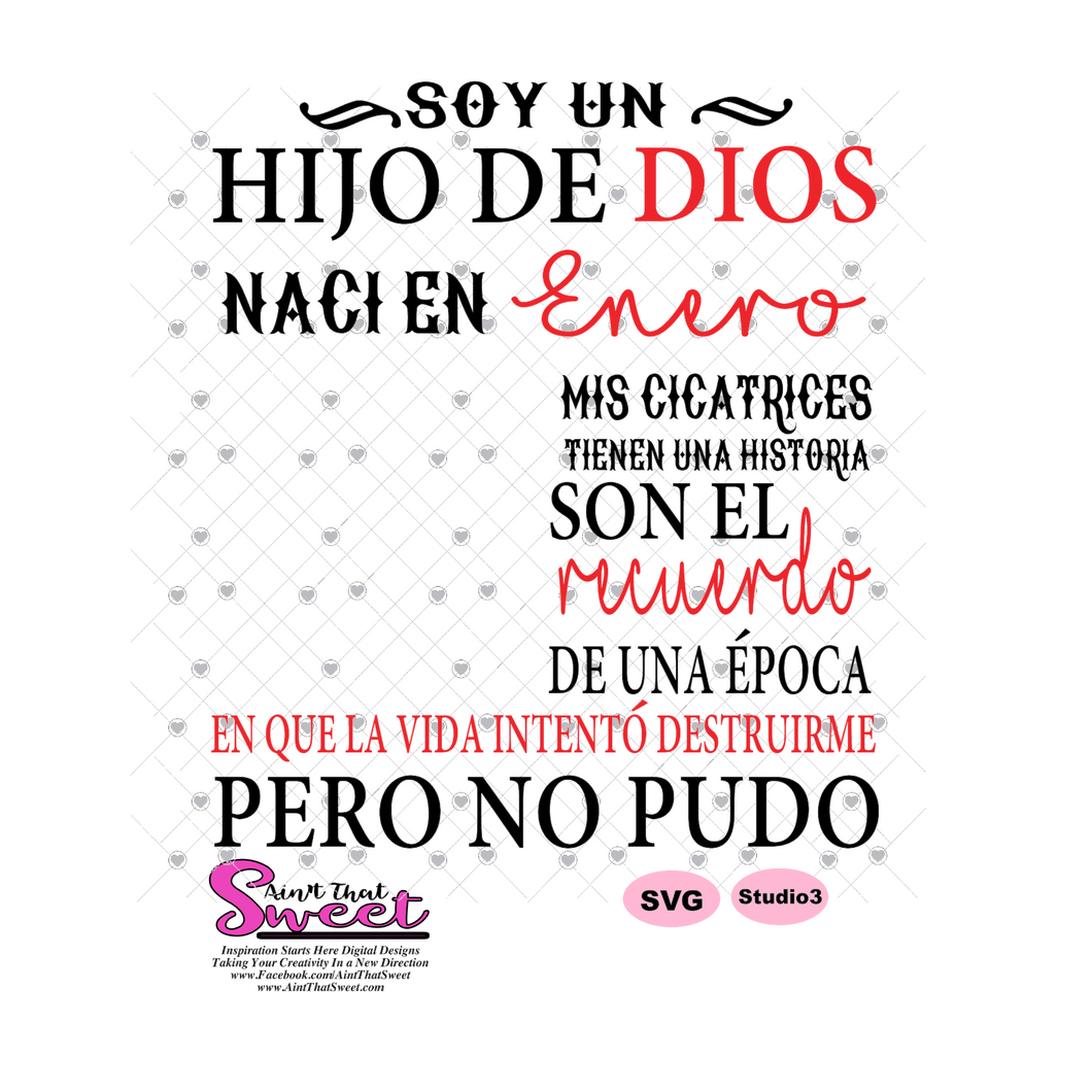 Soy Un Hijo De Dios Naci En Enero-Spanish-Offset - Transparent PNG, SVG - Silhouette, Cricut, Scan N Cut