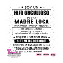 Soy Una Hija Orgullosa/Soy Un Hijo Orgulloso De Una Madre Loca SET - Spanish - Transparent PNG, SVG  - Silhouette, Cricut, Scan N Cut
