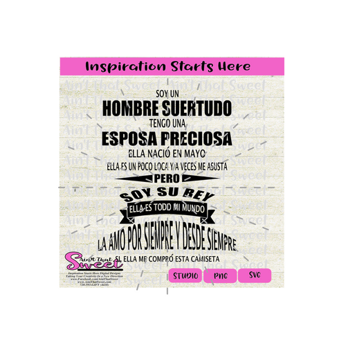 Soy Un Hombre Suertudo Tengo Una Esposa Preciosa-Mayo-Spanish - Transparent PNG, SVG - Silhouette, Cricut, Scan N Cut