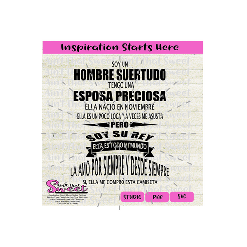 Soy Un Hombre Suertudo Tengo Un Gran Esposo Preciosa-Noviembre- Spanish - Transparent PNG, SVG - Silhouette, Cricut, Scan N Cut