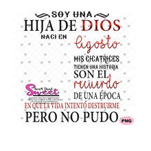 Soy Una Hija De Dios Naci En-Agosto-Spanish-Offset - Transparent PNG, SVG - Silhouette, Cricut, Scan N Cut