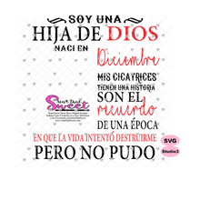 Soy Una Hija De Dios Naci En-Diciembre-Spanish-Offset - Transparent PNG, SVG - Silhouette, Cricut, Scan N Cut
