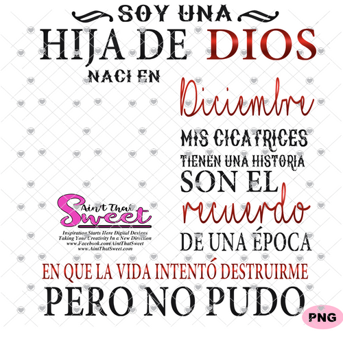 Soy Una Hija De Dios Naci En-Diciembre-Spanish-Offset - Transparent PNG, SVG - Silhouette, Cricut, Scan N Cut
