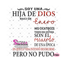 Soy Una Hija De Dios Naci En-Enero-Spanish-Offset - Transparent PNG, SVG - Silhouette, Cricut, Scan N Cut