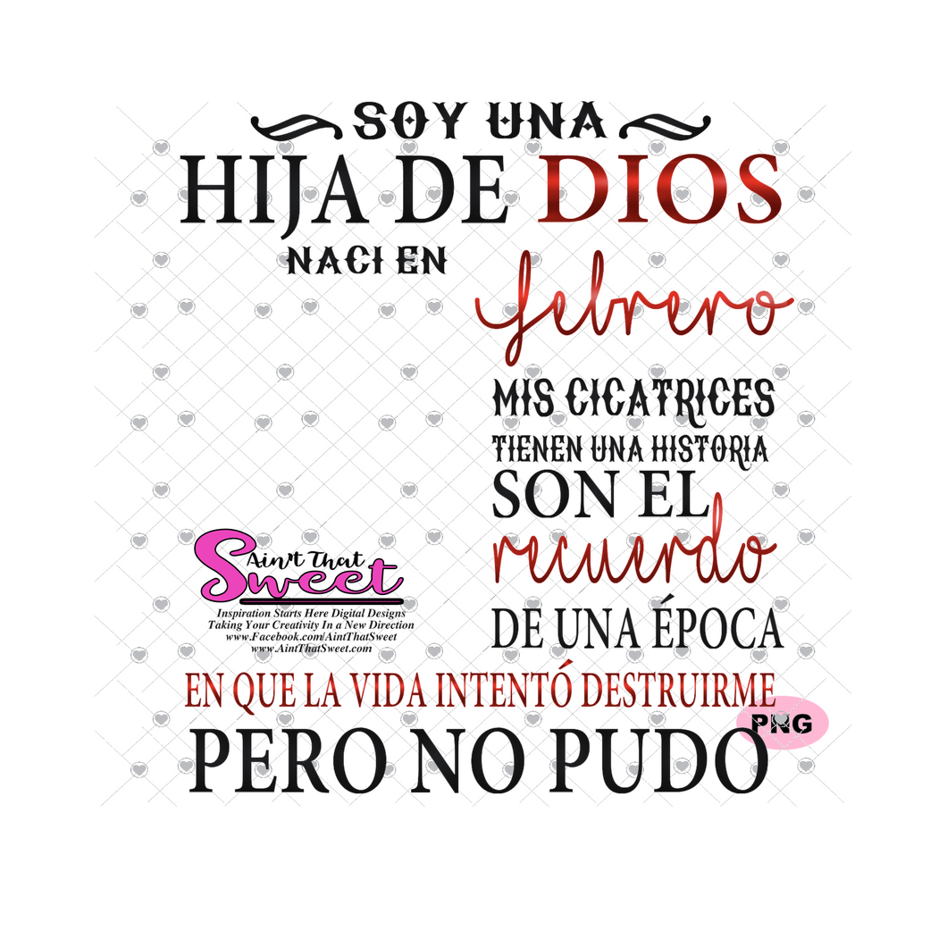 Soy Una Hija De Dios Naci En-Febrero-Spanish-Offset - Transparent PNG, SVG - Silhouette, Cricut, Scan N Cut
