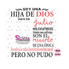 Soy Una Hija De Dios Naci En-Julio-Spanish-Offset - Transparent PNG, SVG - Silhouette, Cricut, Scan N Cut