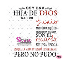 Soy Una Hija De Dios Naci En-Junio-Spanish-Offset - Transparent PNG, SVG - Silhouette, Cricut, Scan N Cut
