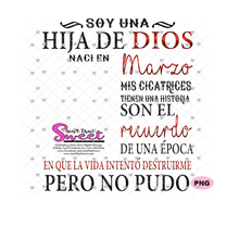 Soy Una Hija De Dios Naci En-Marzo-Spanish-Offset - Transparent PNG, SVG - Silhouette, Cricut, Scan N Cut