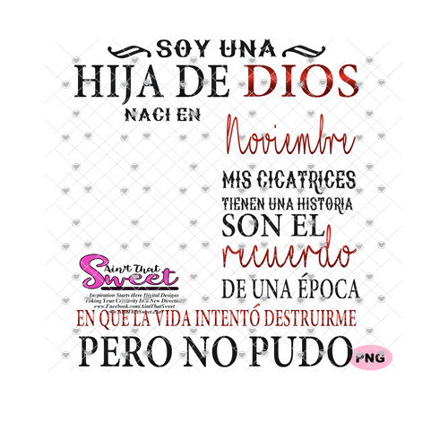 Soy Una Hija De Dios Naci En-Noviembre-Spanish-Offset - Transparent PNG, SVG - Silhouette, Cricut, Scan N Cut