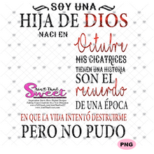 Soy Una Hija De Dios Naci En-Octubre-Spanish-Offset - Transparent PNG, SVG - Silhouette, Cricut, Scan N Cut