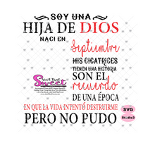 Soy Una Hija De Dios Naci En-Septiembre-Spanish-Offset - Transparent PNG, SVG - Silhouette, Cricut, Scan N Cut
