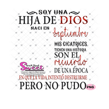 Soy Una Hija De Dios Naci En-Septiembre-Spanish-Offset - Transparent PNG, SVG - Silhouette, Cricut, Scan N Cut