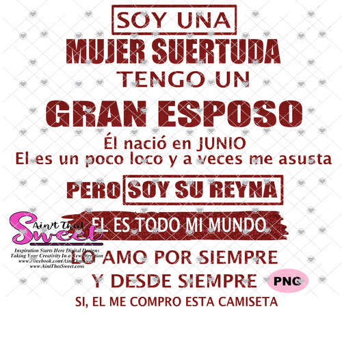 Soy Una Mujer Suertuda Tengo Un Gran Esposo-Junio, Spanish - Transparent PNG, SVG - Silhouette, Cricut, Scan N Cut
