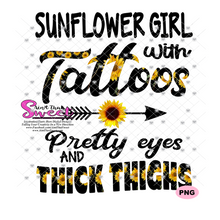 Sunflower Girl With Tattoos, Pretty Eyes and Thick Thighs - Transparent PNG, SVG - Silhouette, Cricut, Scan N Cut