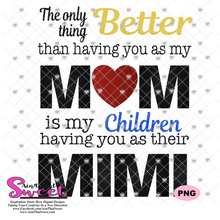 The Only Thing Better Than Having You As My Mom Is Having My Children Have You As Their Mimi - Transparent PNG, SVG - Silhouette, Cricut, Scan N Cut