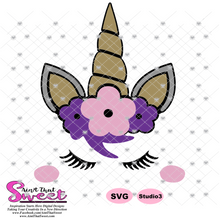 Unicorn with Bangs and Flowers - Transparent PNG, SVG - Silhouette, Cricut, Scan N Cut