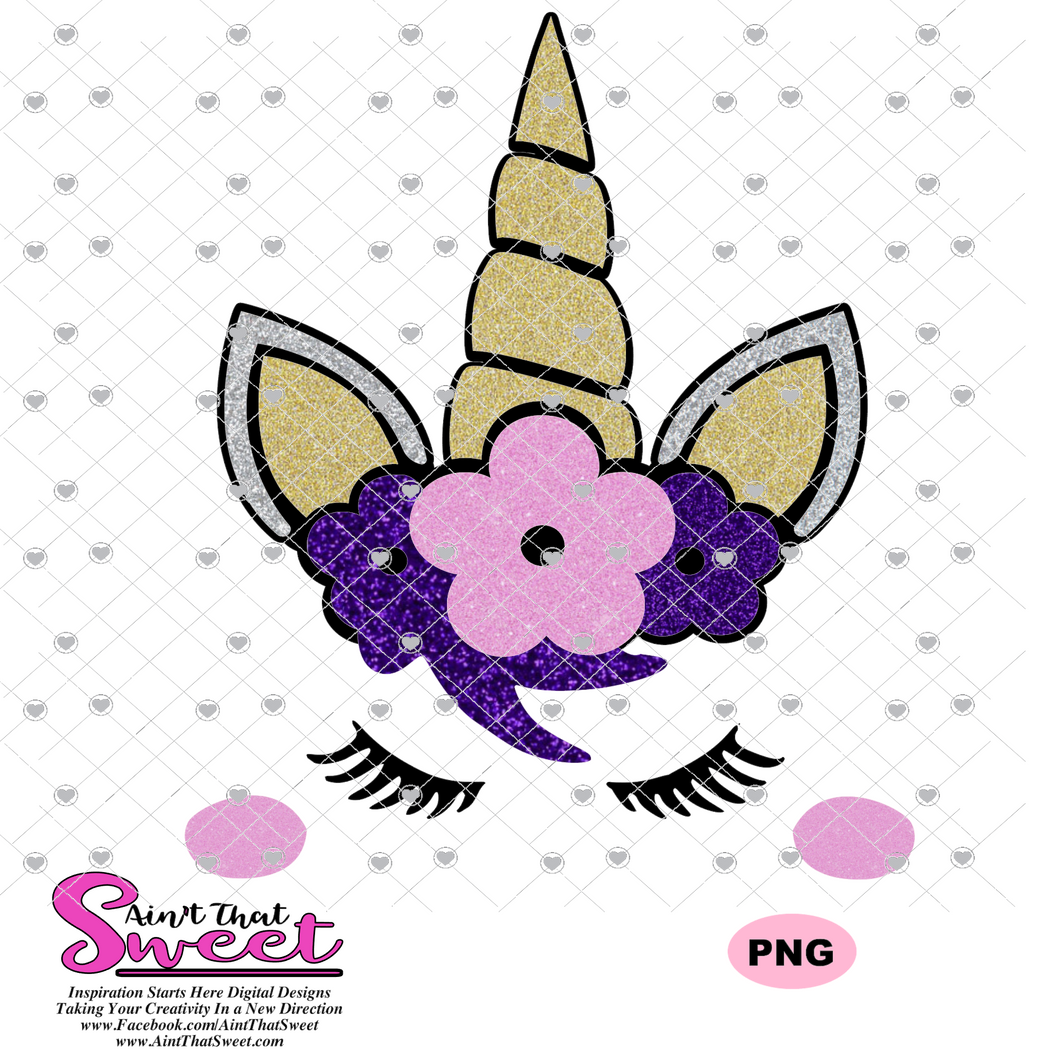 Unicorn with Bangs and Flowers - Transparent PNG, SVG - Silhouette, Cricut, Scan N Cut