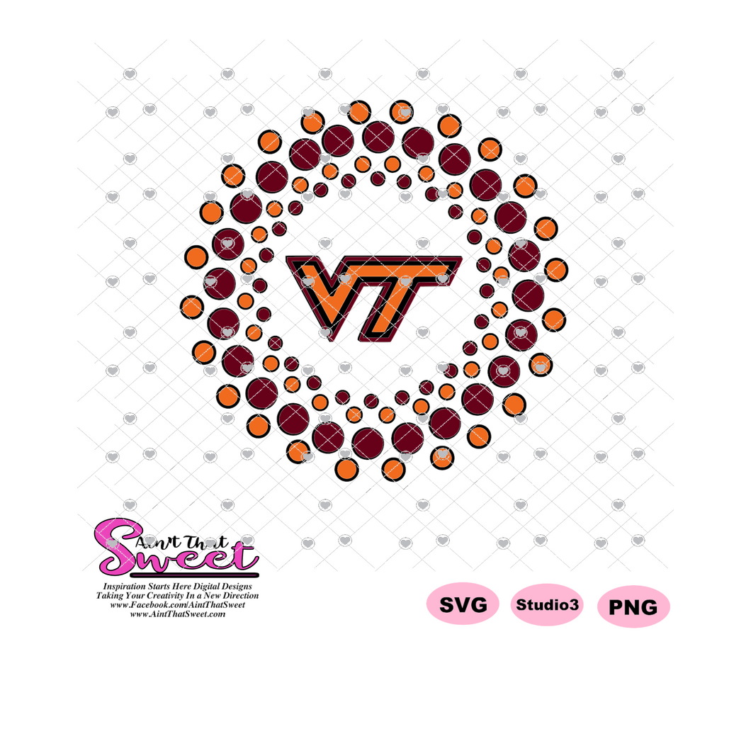 VT Virginia Tech with Concentric Circle Design - Transparent PNG, SVG  - Silhouette, Cricut, Scan N Cut
