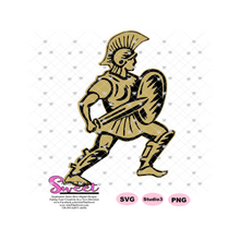 Male Warrior with a Sword and Shield- Gold - Transparent PNG, SVG  - Silhouette, Cricut, Scan N Cut