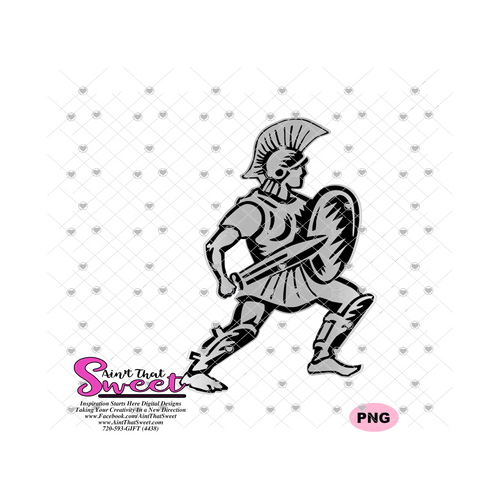 Male Warrior with a Sword and Shield- Silver - Transparent PNG, SVG  - Silhouette, Cricut, Scan N Cut