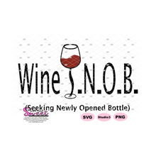 Wine SNOB (Seeking Newly Opened Bottle) - Glass Of Wine - Transparent PNG, SVG  - Silhouette, Cricut, Scan N Cut