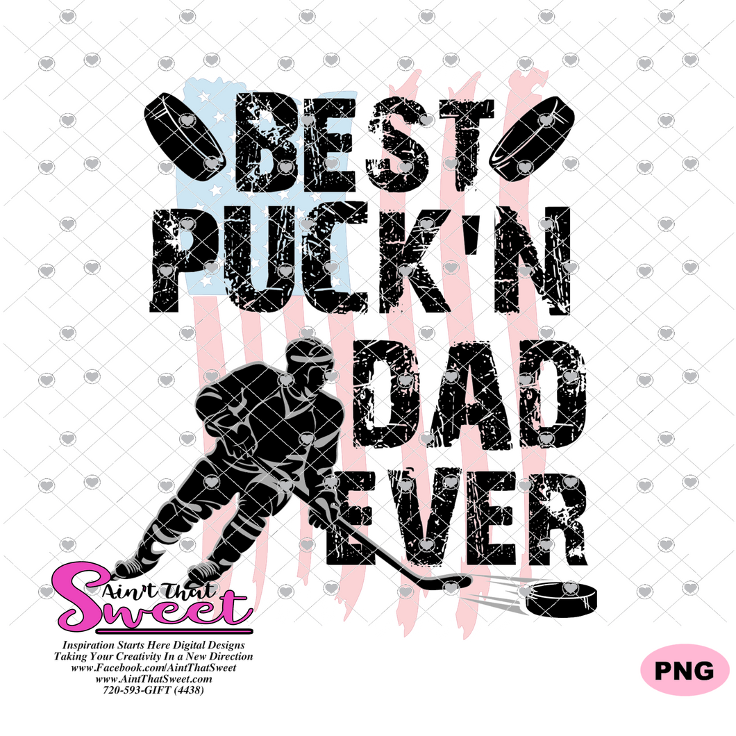 Best Puck'n Dad Ever Hockey Player with USA Flag - Transparent PNG, SVG  - Silhouette, Cricut, Scan N Cut