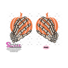 Bony Hands Holding Pumpkin Boobs - Transparent PNG, SVG  - Silhouette, Cricut, Scan N Cut
