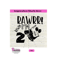 Dinosaur - Rawrr I'm 2 With Balloons - Transparent PNG, SVG  - Silhouette, Cricut, Scan N Cut