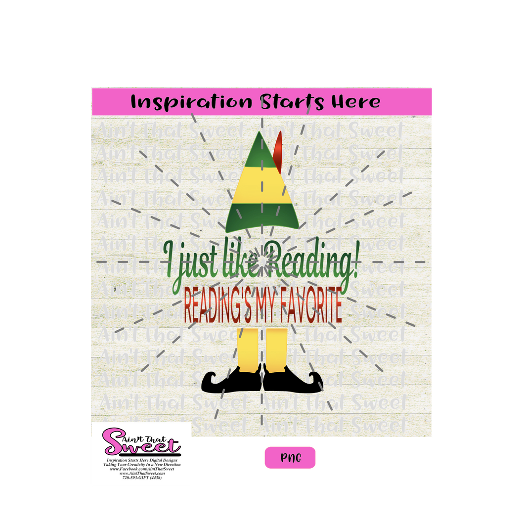 Elf - I Just Like Reading-Reading's My Favorite - Transparent PNG, SVG  - Silhouette, Cricut, Scan N Cut