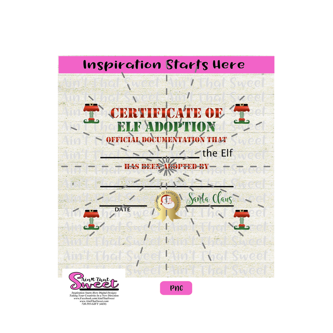 Elf Adoption Certificate - Transparent PNG, SVG  - Silhouette, Cricut, Scan N Cut