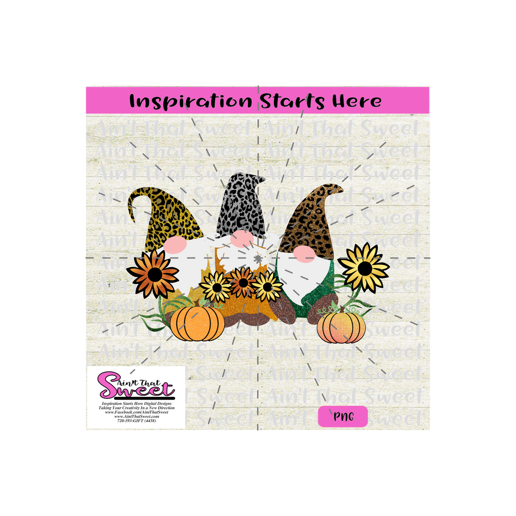 Fall Gnomes - Thanksgiving, Autumn, Pumpkins, Flowers - Transparent PNG, SVG  - Silhouette, Cricut, Scan N Cut