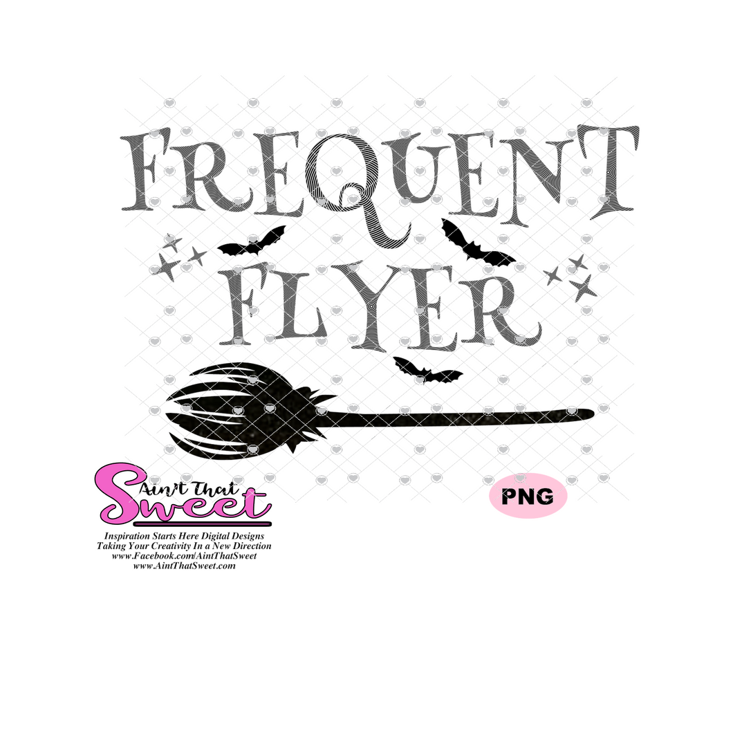 Frequent Flyer With Broom and Bats - Transparent SVG-PNG  - Silhouette, Cricut, Scan N Cut