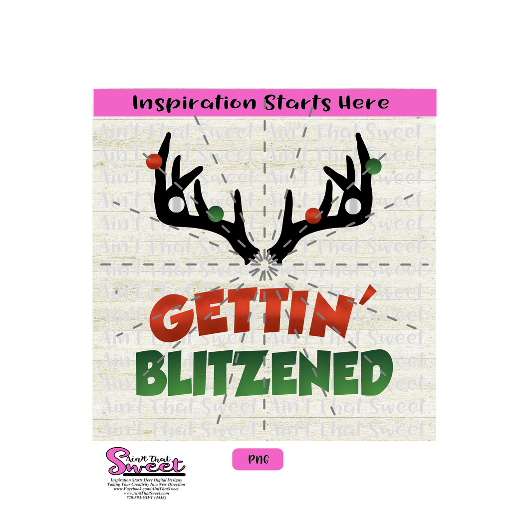 Gettin' Blitzened - Antlers Decorated with Ball Ornaments - Transparent PNG, SVG  - Silhouette, Cricut, Scan N Cut
