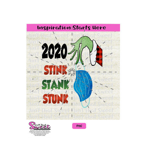 Mean Green Christmas Hand Holding Mask-2020 Stink Stank Stunk - Transparent PNG, SVG  - Silhouette, Cricut, Scan N Cut