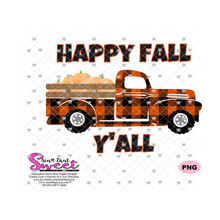 Happy Fall Y'all Orange Buffalo Plaid Pumpkin Truck - Transparent PNG, SVG  - Silhouette, Cricut, Scan N Cut