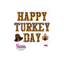 Happy Turkey Day with Turkey and Pilgrims Hat - Transparent SVG-PNG  - Silhouette, Cricut, Scan N Cut