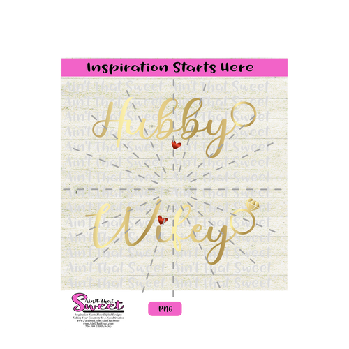 Hubby Wifey with Wedding Rings - Two shirt design - Transparent PNG, SVG - Silhouette, Cricut, Scan N Cut