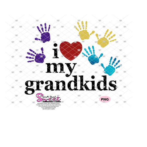 I Heart/Love My Grandkids, Handprints - Transparent PNG, SVG  - Silhouette, Cricut, Scan N Cut