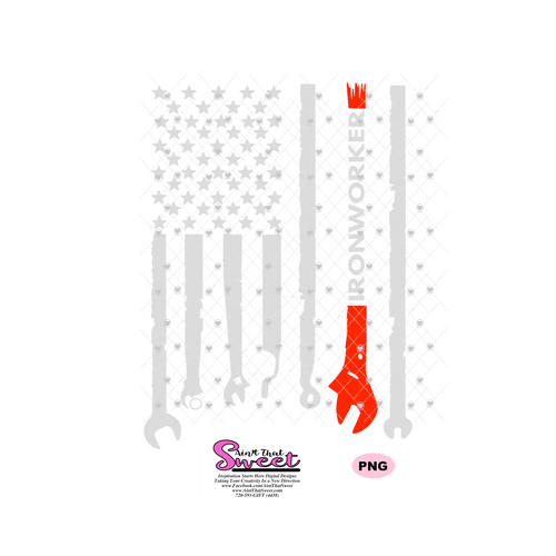 Ironworker Flag with Tools - Transparent PNG, SVG  - Silhouette, Cricut, Scan N Cut