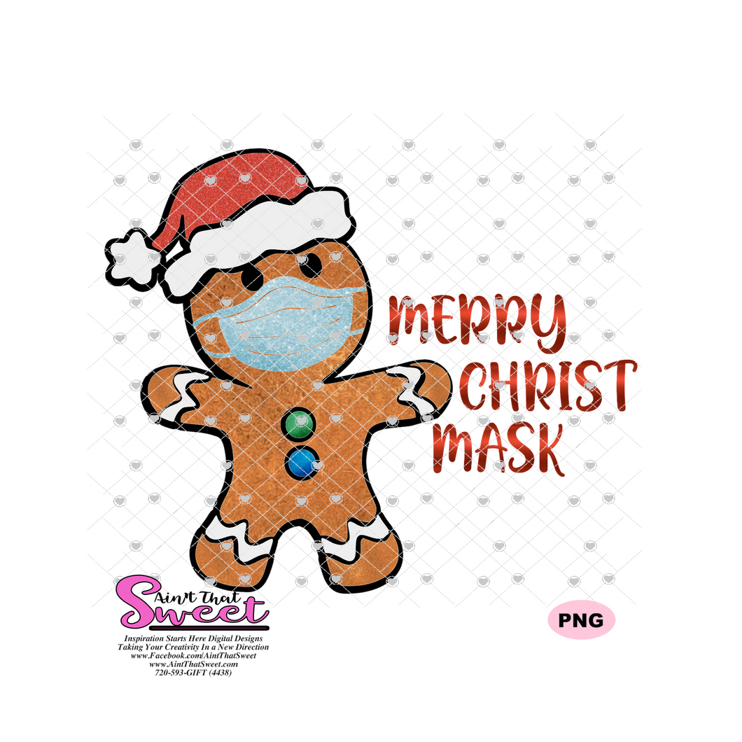Merry Christ Mask Masked Gingerbread Man - Transparent PNG, SVG  - Silhouette, Cricut, Scan N Cut