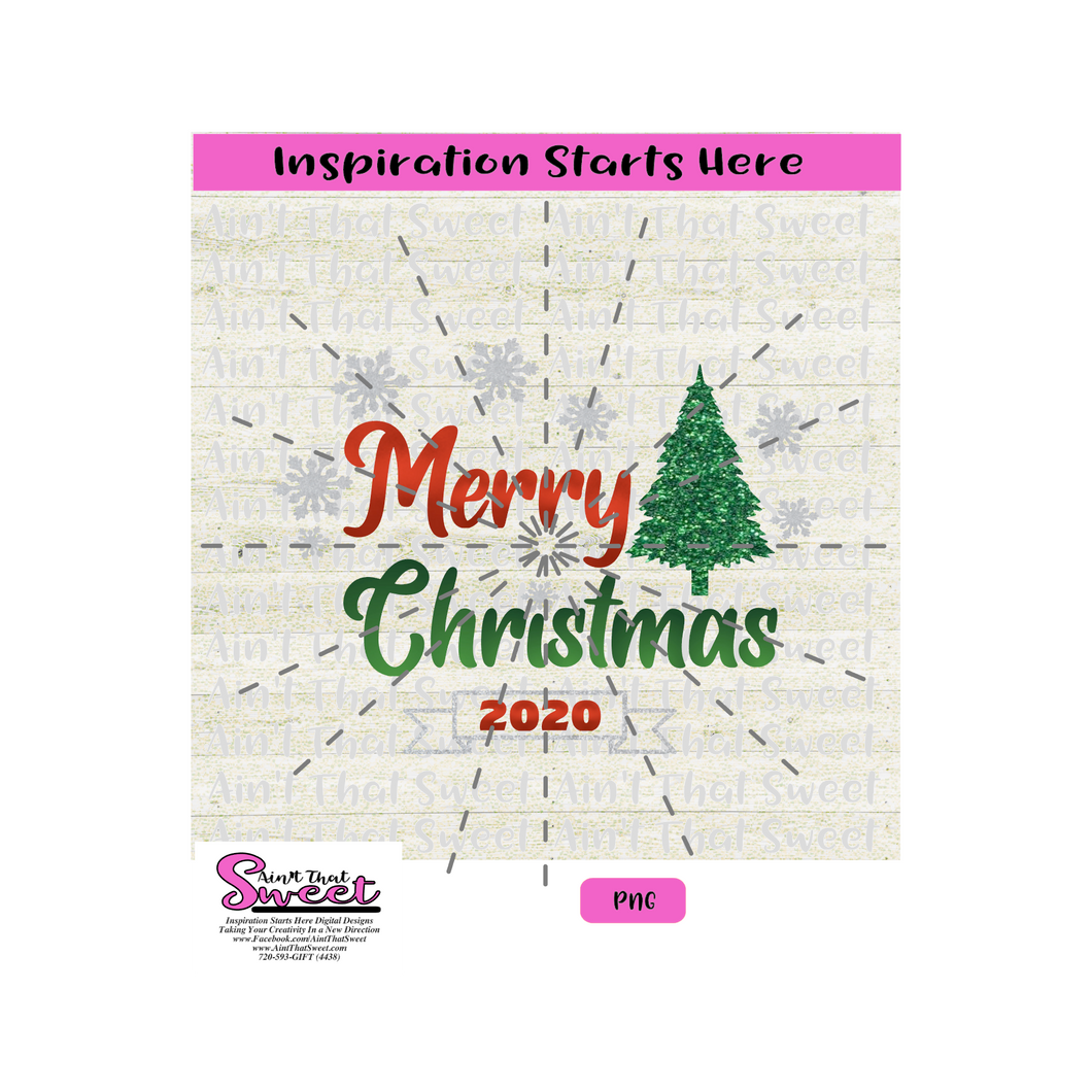 Merry Christmas 2020 With Snowflakes and Christmas Tree - Transparent PNG, SVG  - Silhouette, Cricut, Scan N Cut